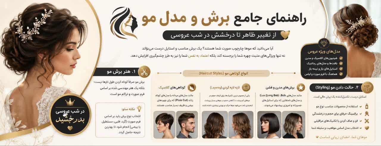 راهنمای جامع برش و مدل مو: از تغییر ظاهر تا درخشش در شب عروسی